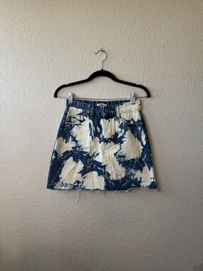 Red Berry Denim Mini Skirt - Light Blue with White Washed Accents